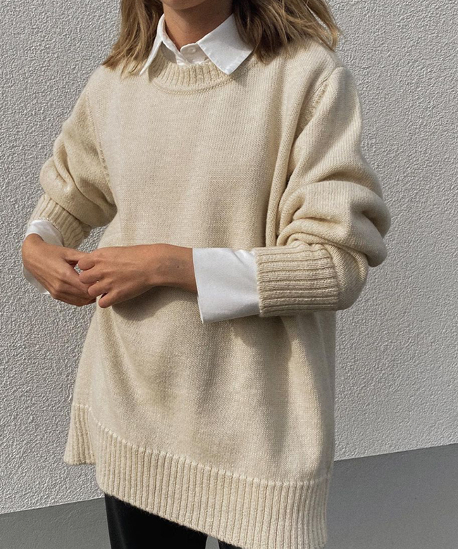 CAES sustainable fashion alpaca wool blend cream white sweater