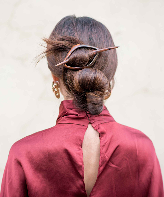 Saya designs recycled sustainable wooden hair pins