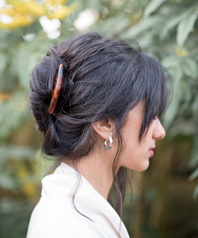 Saya designs recycled sustainable wooden hair pins
