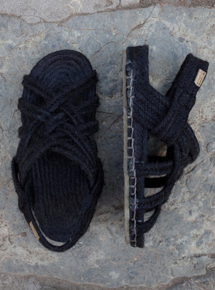 Of origin natural jute sandals black siesta