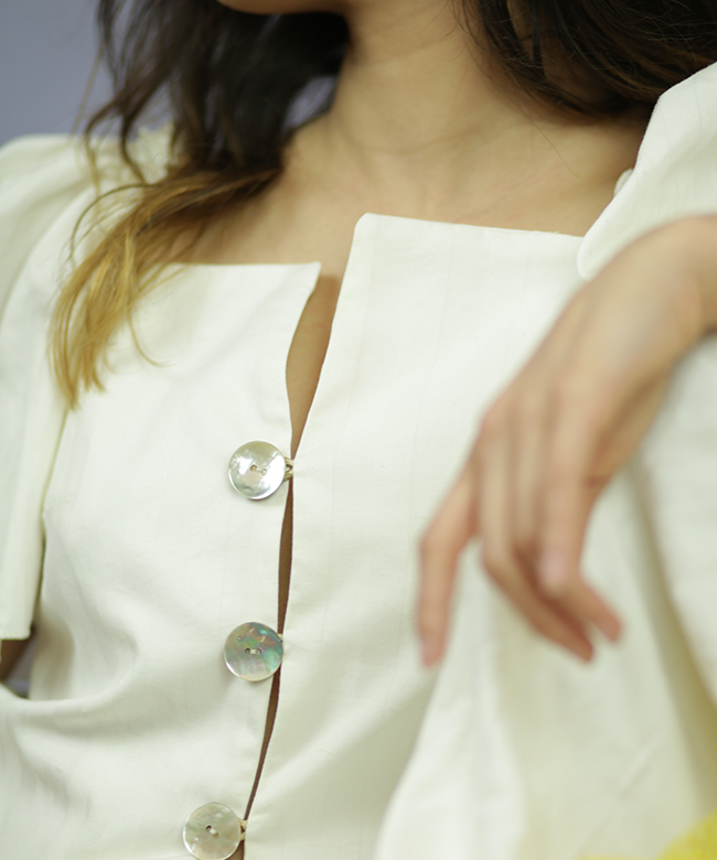 Archivist studio handmade upcycled linen white elsa shirt