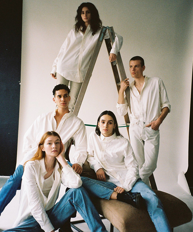 Archivist studio handmade upcycled linen white work shirt