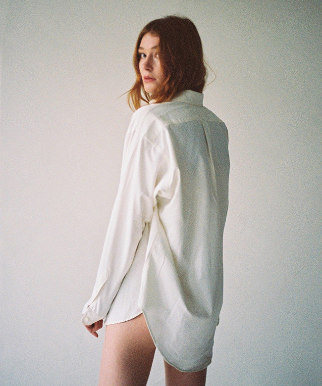 Archivist studio handmade upcycled linen white work shirt
