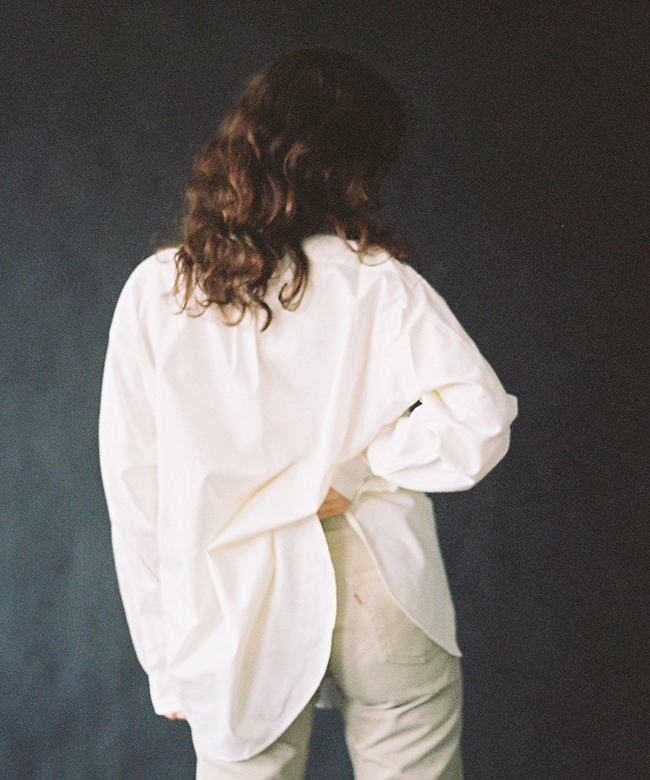 Archivist studio handmade upcycled linen white work shirt
