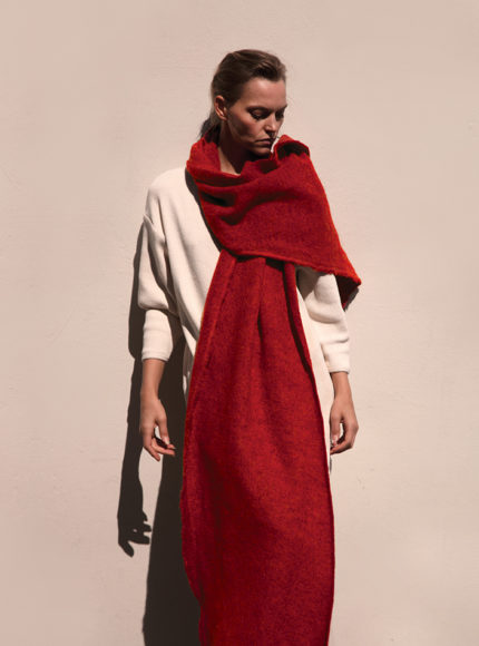 Taiyo zero waste sustainable fashion red wrap scarf
