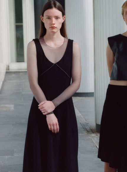 CAES sustainable fashion black ecovero dress