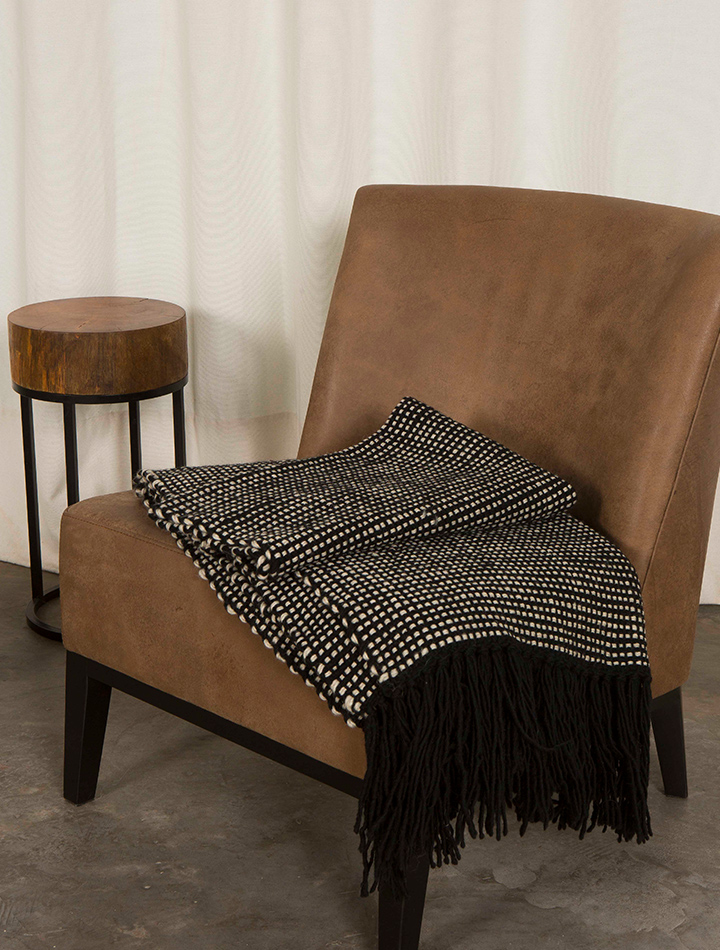 Maydi ethical sustainable hand woven natural knitwear and accessories sabia throw