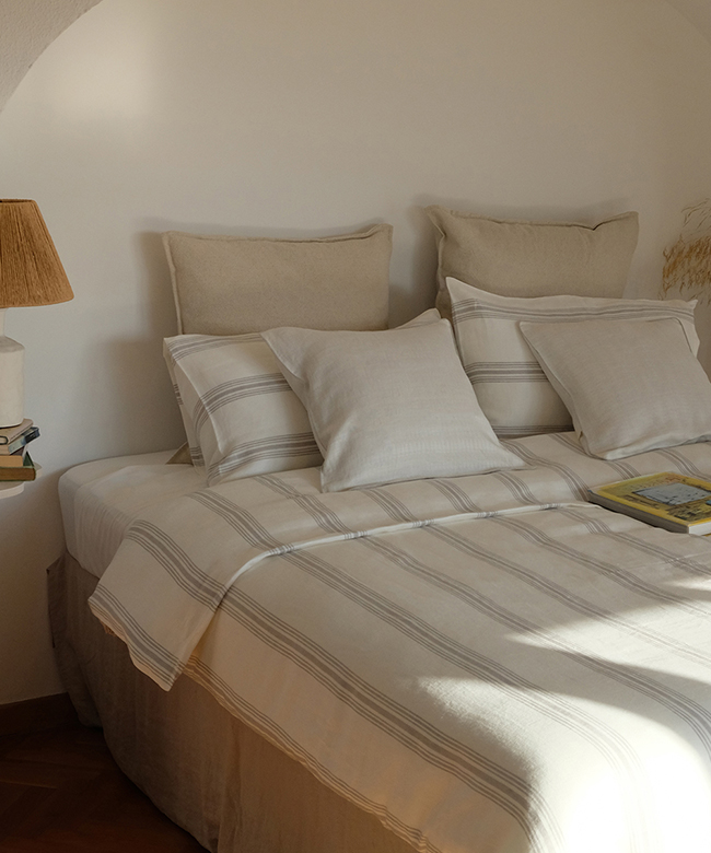 Arkitaip organic handmade linen stripe pillow case double duvet set