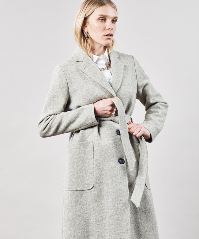 Brixtol harper navy recycled wool long coat
