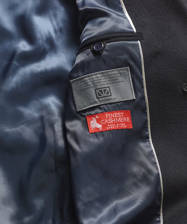 Brixtol harper navy recycled wool long coat