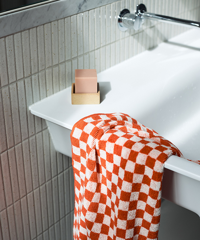 Baina GOTS certified organic cotton towels hand towels in red check