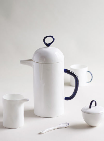Feldspar studio handmade fine bone china cobalt blue cafetiere coffee pot