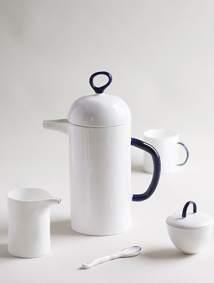 Feldspar studio handmade fine bone china cobalt blue cafetiere coffee pot