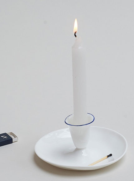 Feldspar studio handmade fine bone china cobalt blue candle holder