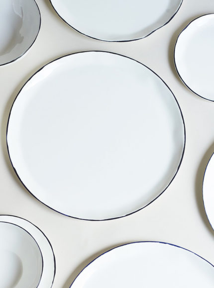 Feldspar studio handmade fine bone china cobalt blue dinner plates set of 4