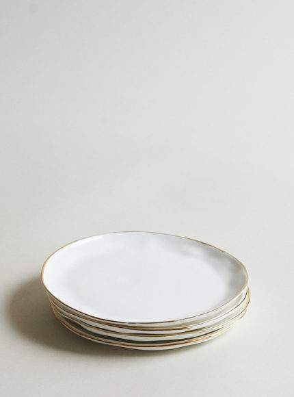 Feldspar studio handmade fine bone china gold cake plates set of 4