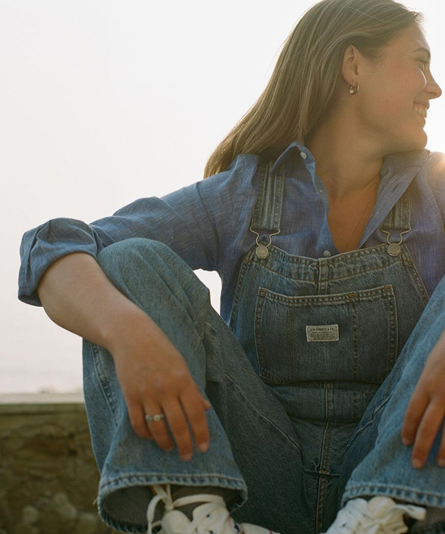 With Nothing Underneath sustainable organic cotton linen oversized shirt blue lapis