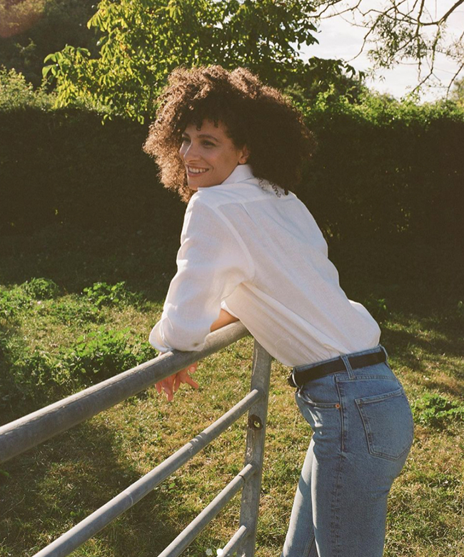 With Nothing Underneath sustainable organic cotton linen oversized shirt white