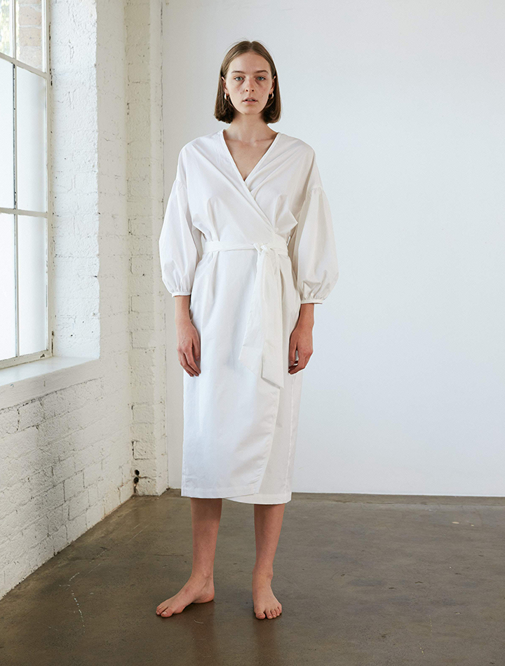 General sleep sustainable organic ethical sleepwear pyjamas loungewear agnes robe in cloud white ivory