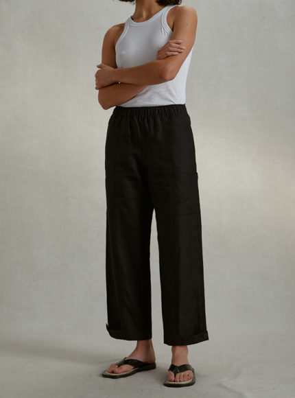 Riley studio organic linen trousers in black