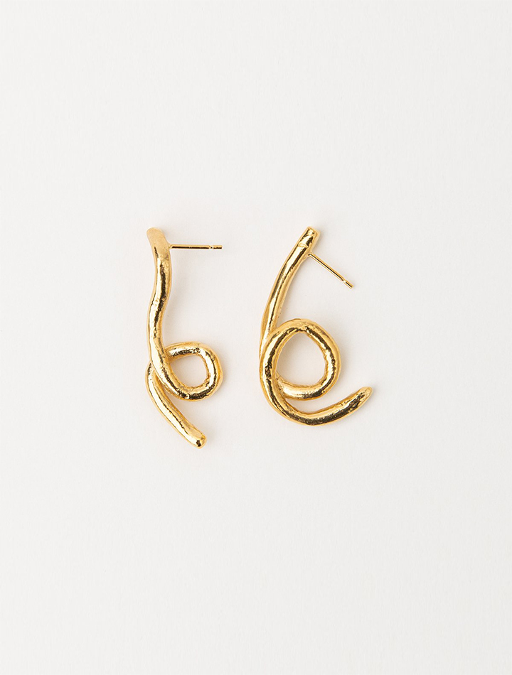 Carolina de barros ethical recycled reclaimed handmade jewellery gold earrings