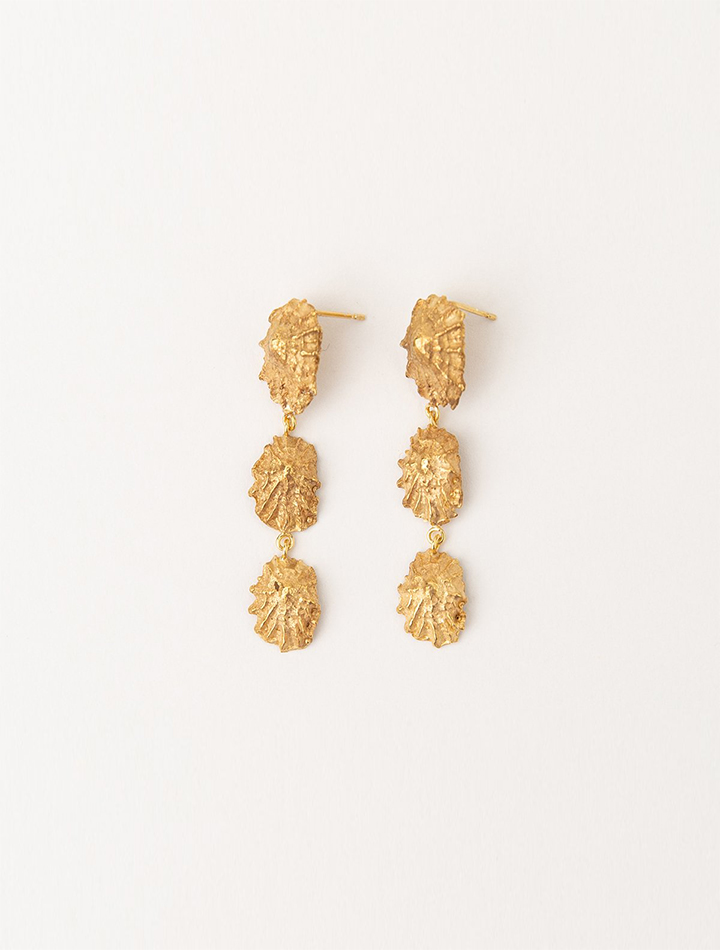 Carolina de barros ethical recycled reclaimed handmade jewellery gold earrings