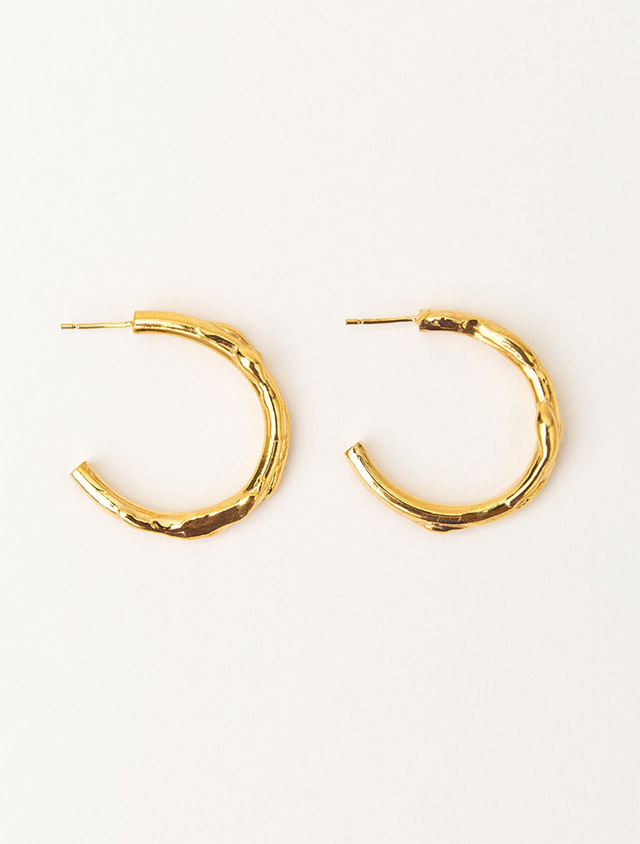 Carolina de barros ethical recycled reclaimed handmade jewellery gold hoop earrings