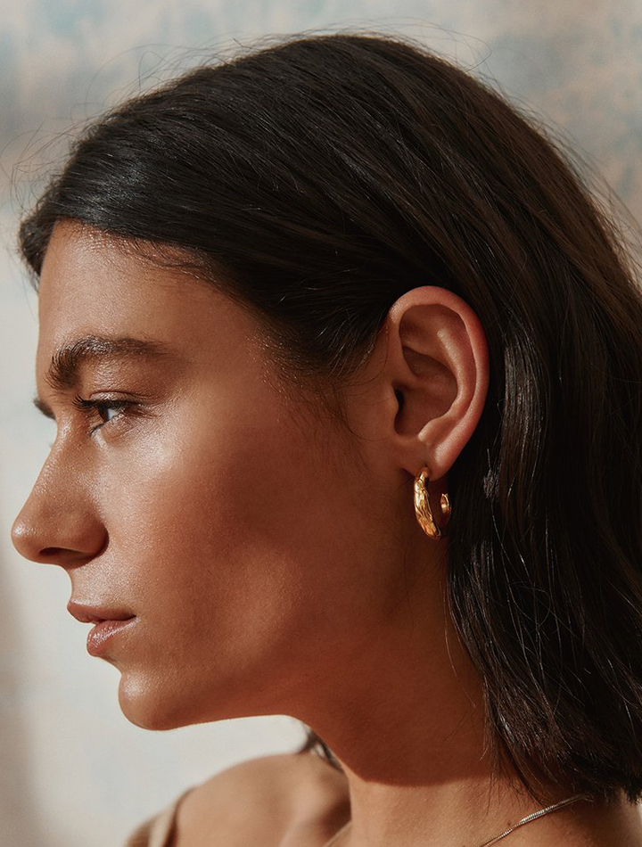 Carolina de barros ethical recycled reclaimed handmade jewellery gold hoop earrings