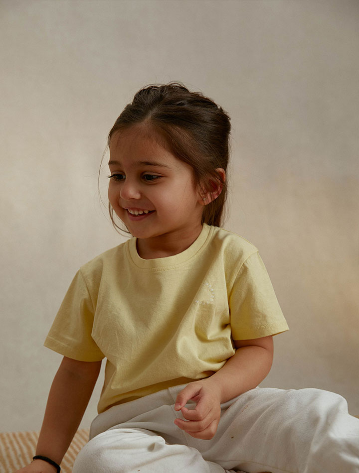 Little Riley Created From Waste Pale Yellow T-shirt