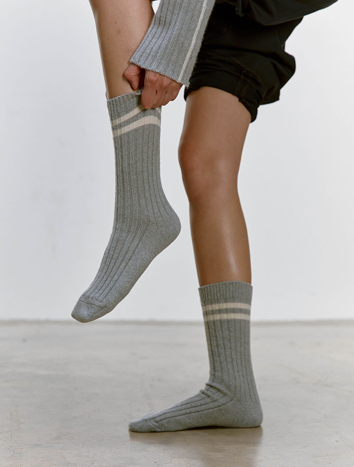 Riley Studio Recycled Cashmere Striped Socks