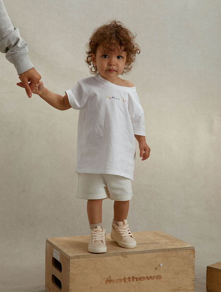 Little Riley Recycled Cotton Jersey Shorts in White