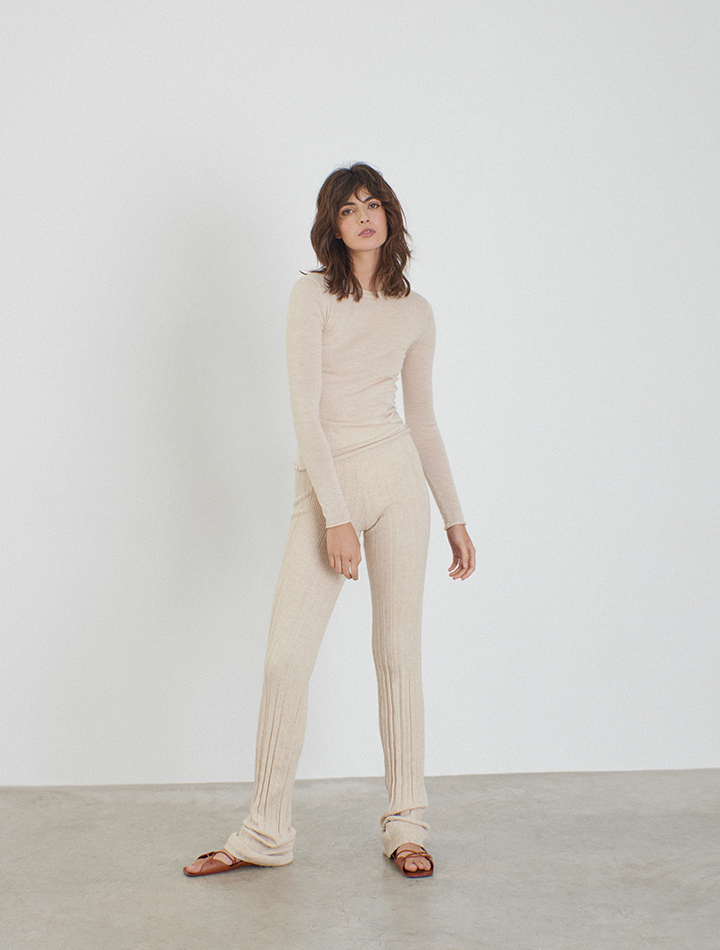 leap-concept-ecru-cashmere-tight-knit-pants-product-image-model-standing-pose