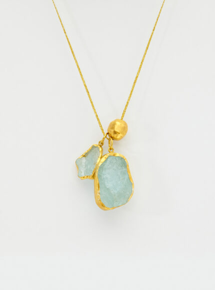 Pippa-Small-Jewellery-18kt-Gold-Vermeil-Afghanistan-Aquamarine-Double-Pendant-with-Gold-Beadon-Cord-product-image