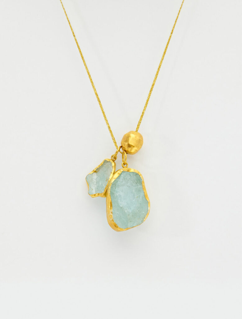 Pippa-Small-Jewellery-18kt-Gold-Vermeil-Afghanistan-Aquamarine-Double-Pendant-with-Gold-Beadon-Cord-product-image