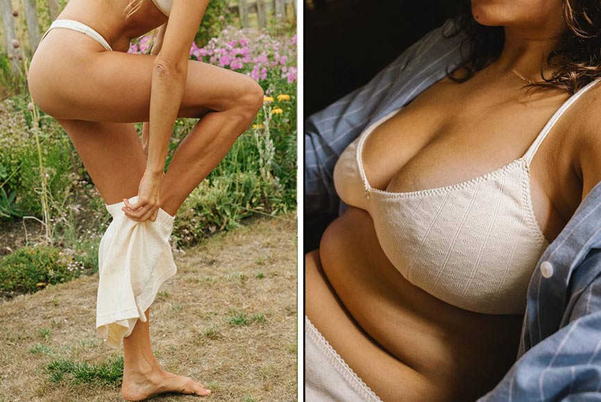 Women in white cotton lingerie