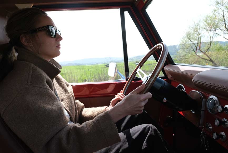 Interior of the Kindred bronco whilst driving