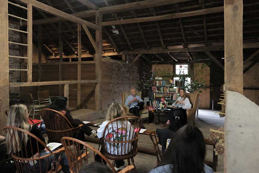 Jeff Tkach of Rodale Institute at Bloom Farm recording a podcast with Reve En Vert