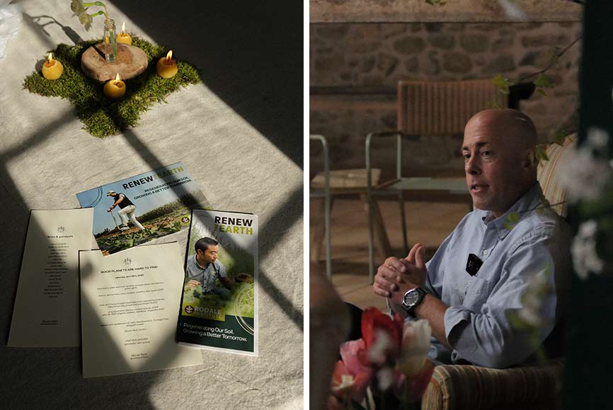 Jeff Tkach of Rodale Institute at Bloom Farm recording a podcast with Reve En Vert