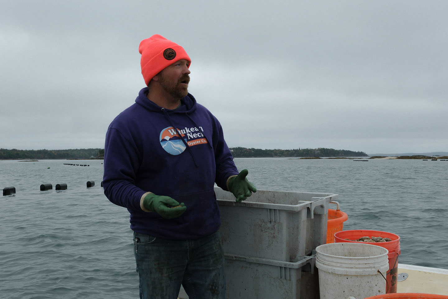 Graham Platner at his Oyster Farm in Maine, shot by Reve En Vert