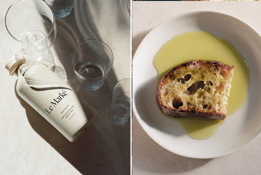 Bread in a white bowl with organic olive oil