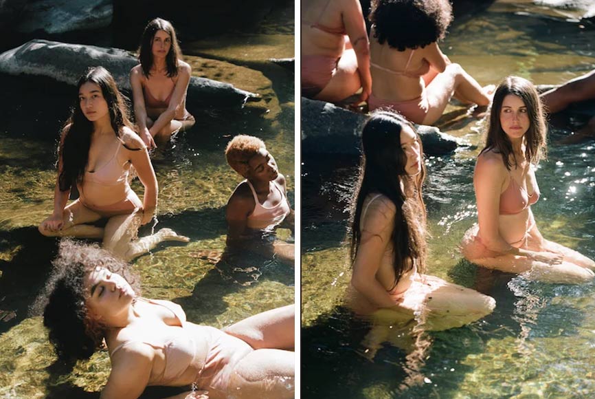 Woman wild swimming in a river