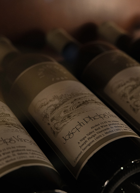 Old bottles of Jospeh Phelps wine