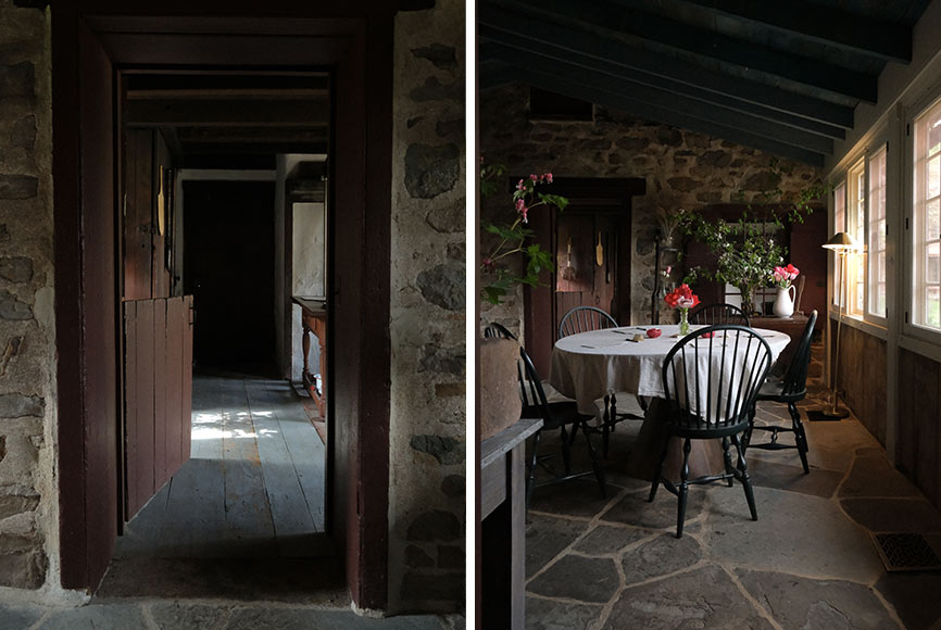 A stone dining room in a farmhouse