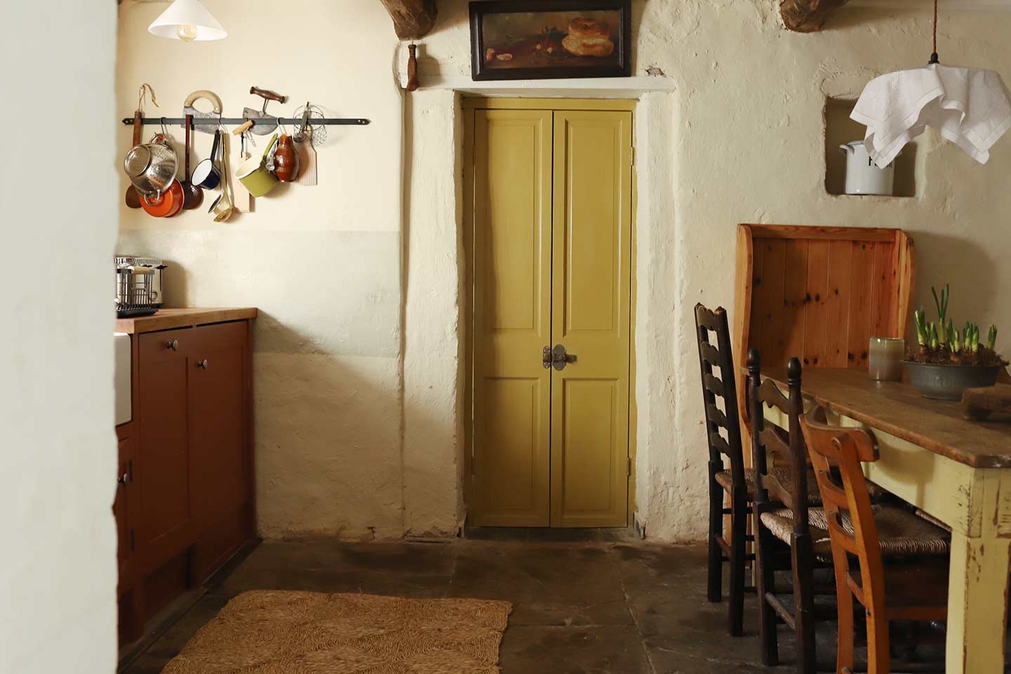 A country kitchen in Wales with rustic features